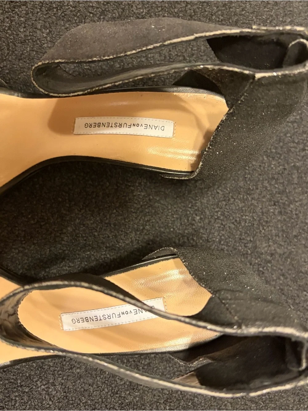 Diane Von Furstenberg Kinder Black Sparkle Open-Toe Heeled Sandals